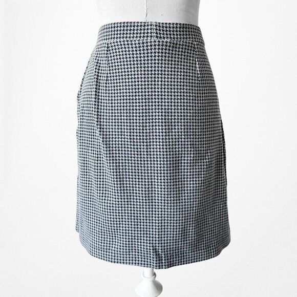 Vintage Y2K Jones New York Navy Blue Checkered Knit Knee Length Skirt Size S - Picture 5 of 6